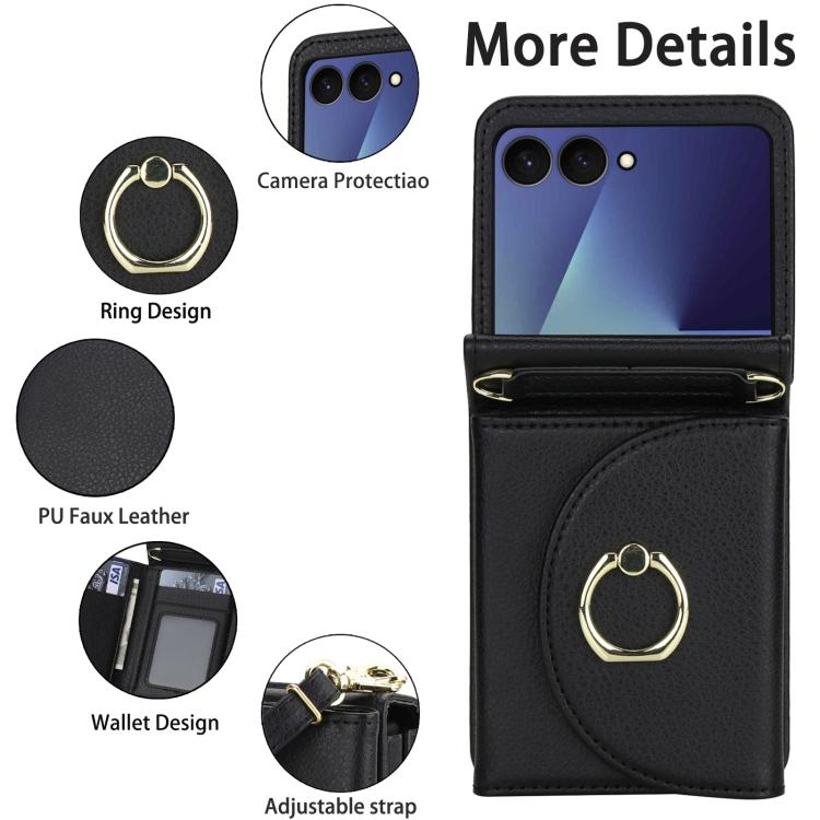 YM029 Fold Crossbody Ring Clasp RFID Wallet Phone Case, For Samsung Galaxy Z Flip7 5G