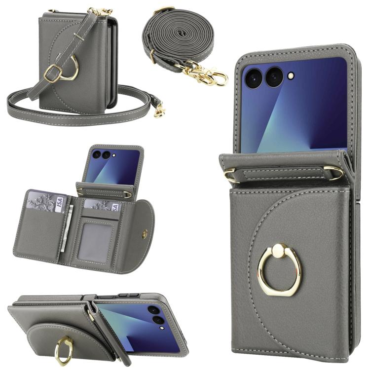 YM029 Fold Crossbody Ring Clasp RFID Wallet Phone Case, For Samsung Galaxy Z Flip7 5G