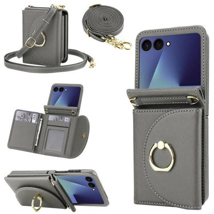 YM029 Fold Crossbody Ring Clasp RFID Wallet Phone Case, For Samsung Galaxy Z Flip7 5G