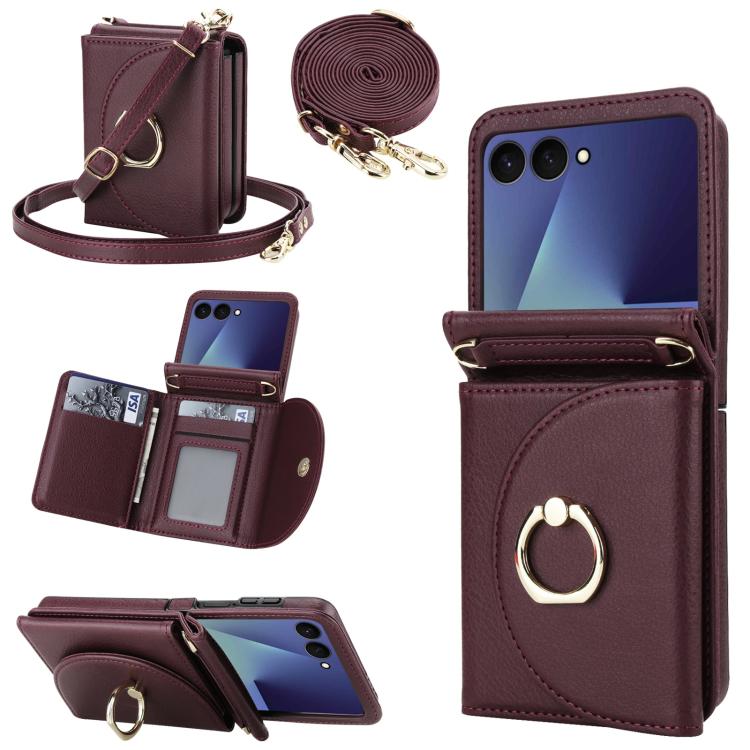 YM029 Fold Crossbody Ring Clasp RFID Wallet Phone Case, For Samsung Galaxy Z Flip7 5G