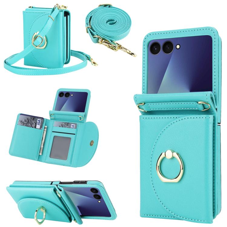 YM029 Fold Crossbody Ring Clasp RFID Wallet Phone Case, For Samsung Galaxy Z Flip7 5G
