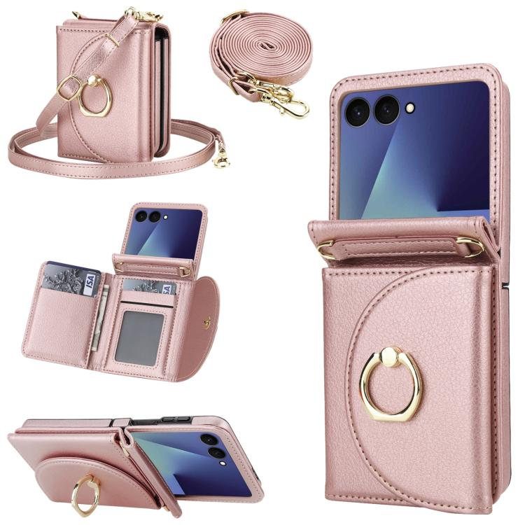 YM029 Fold Crossbody Ring Clasp RFID Wallet Phone Case, For Samsung Galaxy Z Flip7 5G
