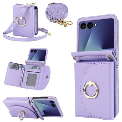 YM029 Fold Crossbody Ring Clasp RFID Wallet Phone Case, For Samsung Galaxy Z Flip7 5G