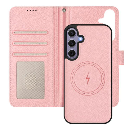 Detachable Litchi Texture Magnetic Side-Patch Vegan Leather Phone Case, For Samsung Galaxy S25 5G, For Samsung Galaxy S25+ 5G, For Samsung Galaxy S25 Ultra 5G, For Samsung Galaxy S24 FE 5G, For Samsung Galaxy S24 Ultra 5G, For Samsung Galaxy S24+ 5G   ...