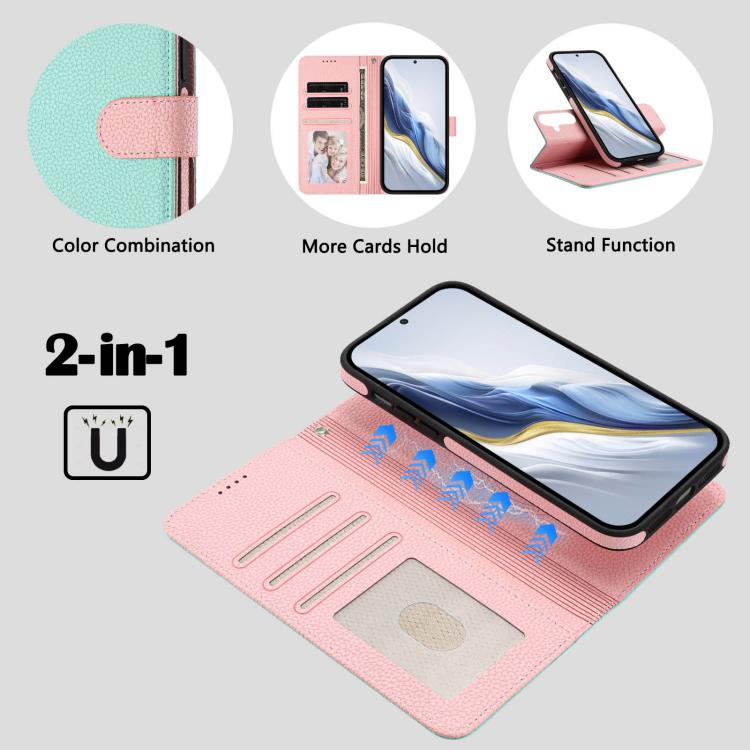 Detachable Litchi Texture Magnetic Side-Patch Vegan Leather Phone Case, For Samsung Galaxy S25 5G, For Samsung Galaxy S25+ 5G, For Samsung Galaxy S25 Ultra 5G, For Samsung Galaxy S24 FE 5G, For Samsung Galaxy S24 Ultra 5G, For Samsung Galaxy S24+ 5G   ...