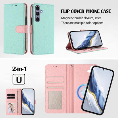 Detachable Litchi Texture Magnetic Side-Patch Vegan Leather Phone Case, For Samsung Galaxy S25 5G, For Samsung Galaxy S25+ 5G, For Samsung Galaxy S25 Ultra 5G, For Samsung Galaxy S24 FE 5G, For Samsung Galaxy S24 Ultra 5G, For Samsung Galaxy S24+ 5G   ...
