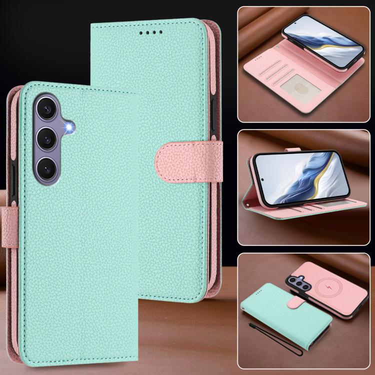 Detachable Litchi Texture Magnetic Side-Patch Vegan Leather Phone Case, For Samsung Galaxy S25 5G, For Samsung Galaxy S25+ 5G, For Samsung Galaxy S25 Ultra 5G, For Samsung Galaxy S24 FE 5G, For Samsung Galaxy S24 Ultra 5G, For Samsung Galaxy S24+ 5G   ...