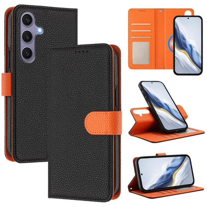 Detachable Litchi Texture Magnetic Side-Patch Vegan Leather Phone Case, For Samsung Galaxy S25 5G, For Samsung Galaxy S25+ 5G, For Samsung Galaxy S25 Ultra 5G, For Samsung Galaxy S24 FE 5G, For Samsung Galaxy S24 Ultra 5G, For Samsung Galaxy S24+ 5G   ...