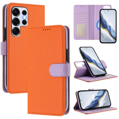 Detachable Litchi Texture Magnetic Side-Patch Vegan Leather Phone Case, For Samsung Galaxy S25 5G, For Samsung Galaxy S25+ 5G, For Samsung Galaxy S25 Ultra 5G, For Samsung Galaxy S24 FE 5G, For Samsung Galaxy S24 Ultra 5G, For Samsung Galaxy S24+ 5G   ...