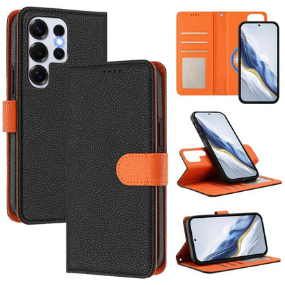Detachable Litchi Texture Magnetic Side-Patch Vegan Leather Phone Case, For Samsung Galaxy S25 5G, For Samsung Galaxy S25+ 5G, For Samsung Galaxy S25 Ultra 5G, For Samsung Galaxy S24 FE 5G, For Samsung Galaxy S24 Ultra 5G, For Samsung Galaxy S24+ 5G   ...