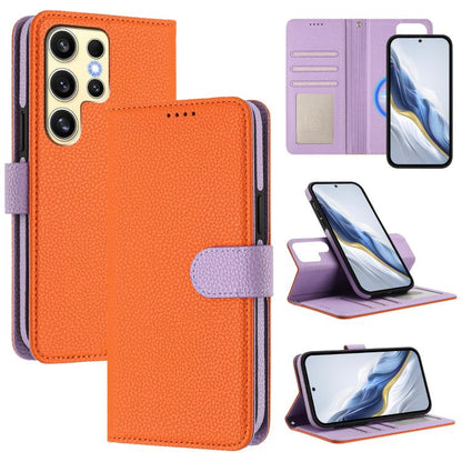 Detachable Litchi Texture Magnetic Side-Patch Vegan Leather Phone Case, For Samsung Galaxy S25 5G, For Samsung Galaxy S25+ 5G, For Samsung Galaxy S25 Ultra 5G, For Samsung Galaxy S24 FE 5G, For Samsung Galaxy S24 Ultra 5G, For Samsung Galaxy S24+ 5G   ...