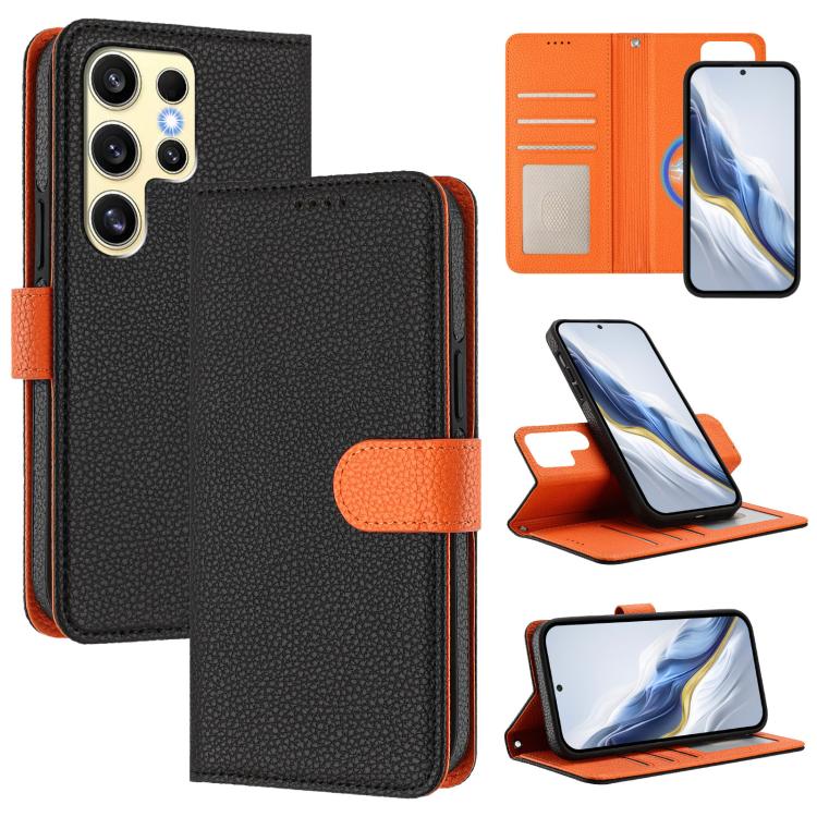 Detachable Litchi Texture Magnetic Side-Patch Vegan Leather Phone Case, For Samsung Galaxy S25 5G, For Samsung Galaxy S25+ 5G, For Samsung Galaxy S25 Ultra 5G, For Samsung Galaxy S24 FE 5G, For Samsung Galaxy S24 Ultra 5G, For Samsung Galaxy S24+ 5G   ...