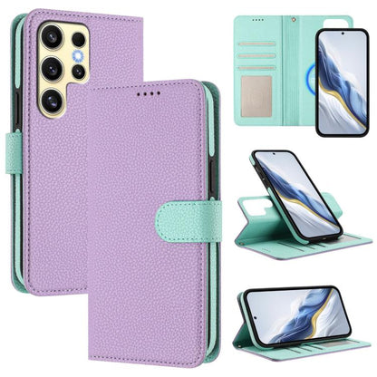 Detachable Litchi Texture Magnetic Side-Patch Vegan Leather Phone Case, For Samsung Galaxy S25 5G, For Samsung Galaxy S25+ 5G, For Samsung Galaxy S25 Ultra 5G, For Samsung Galaxy S24 FE 5G, For Samsung Galaxy S24 Ultra 5G, For Samsung Galaxy S24+ 5G   ...