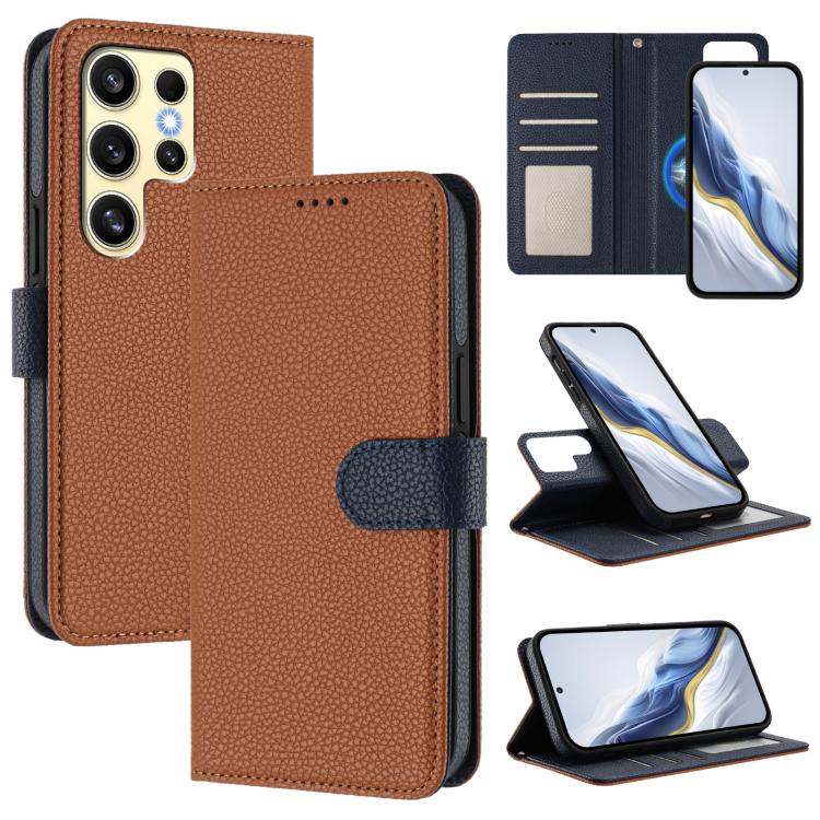Detachable Litchi Texture Magnetic Side-Patch Vegan Leather Phone Case, For Samsung Galaxy S25 5G, For Samsung Galaxy S25+ 5G, For Samsung Galaxy S25 Ultra 5G, For Samsung Galaxy S24 FE 5G, For Samsung Galaxy S24 Ultra 5G, For Samsung Galaxy S24+ 5G   ...
