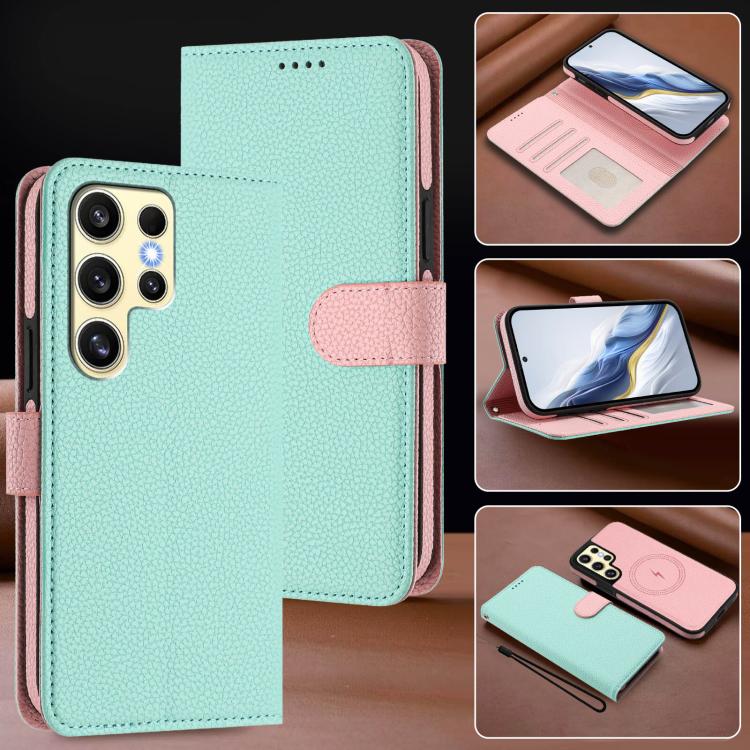Detachable Litchi Texture Magnetic Side-Patch Vegan Leather Phone Case, For Samsung Galaxy S23 Ultra 5G, For Samsung Galaxy S23+ 5G, For Samsung Galaxy S23 5G, For Samsung Galaxy S22 Ultra 5G, For Samsung Galaxy S22+ 5G, For Samsung Galaxy S22 5G      ...