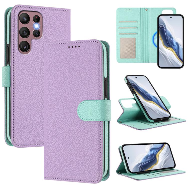 Detachable Litchi Texture Magnetic Side-Patch Vegan Leather Phone Case, For Samsung Galaxy S23 Ultra 5G, For Samsung Galaxy S23+ 5G, For Samsung Galaxy S23 5G, For Samsung Galaxy S22 Ultra 5G, For Samsung Galaxy S22+ 5G, For Samsung Galaxy S22 5G      ...