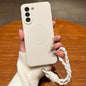 Solid Color Liquid Silicone Magnetic Phone Case with Lanyard, For Samsung Galaxy S21+ 5G, For Samsung Galaxy S21 Ultra 5G