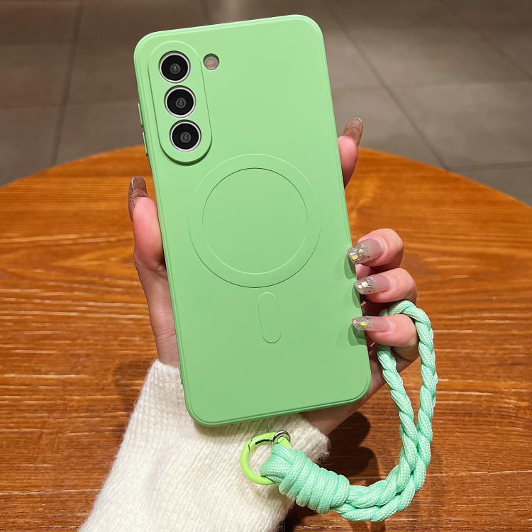 Solid Color Liquid Silicone Magnetic Phone Case with Lanyard, For Samsung Galaxy S21+ 5G, For Samsung Galaxy S21 Ultra 5G
