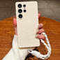 Solid Color Liquid Silicone Magnetic Phone Case with Lanyard, For Samsung Galaxy S21+ 5G, For Samsung Galaxy S21 Ultra 5G