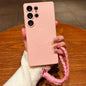 Solid Color Liquid Silicone Magnetic Phone Case with Lanyard, For Samsung Galaxy S21+ 5G, For Samsung Galaxy S21 Ultra 5G
