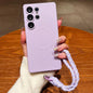 Solid Color Liquid Silicone Magnetic Phone Case with Lanyard, For Samsung Galaxy S21+ 5G, For Samsung Galaxy S21 Ultra 5G