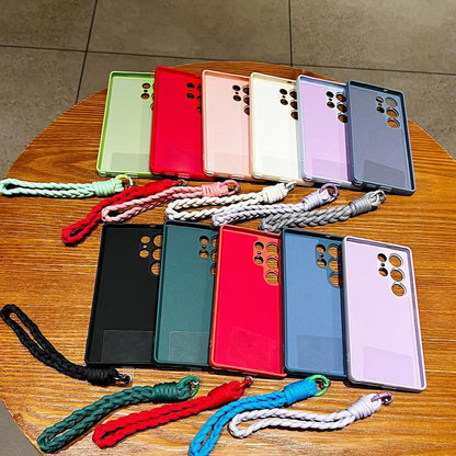 Solid Color Liquid Silicone Magnetic Phone Case with Lanyard, For Samsung Galaxy S21+ 5G, For Samsung Galaxy S21 Ultra 5G