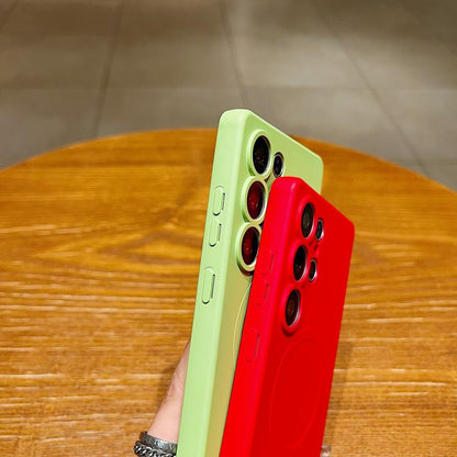 Solid Color Liquid Silicone Magnetic Phone Case with Lanyard, For Samsung Galaxy S21+ 5G, For Samsung Galaxy S21 Ultra 5G