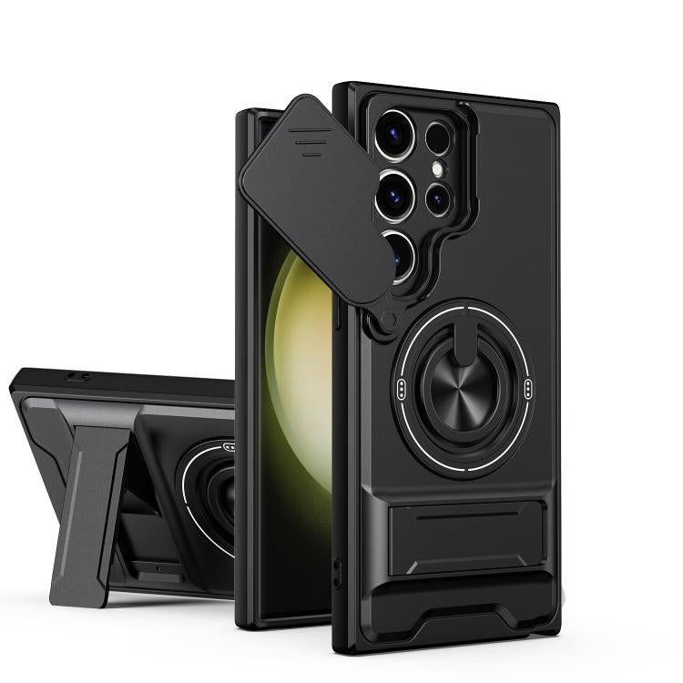Lens Sliding Window Multifunctional Magnetic Shockproof Phone Case, For Samsung Galaxy S24 FE 5G, For Samsung Galaxy S24 Ultra 5G, For Galaxy S24 5G, For Galaxy S23 FE 5G, For Samsung Galaxy S23 Ultra 5G, For Galaxy S23+ 5G, For Galaxy S23 5G          ...