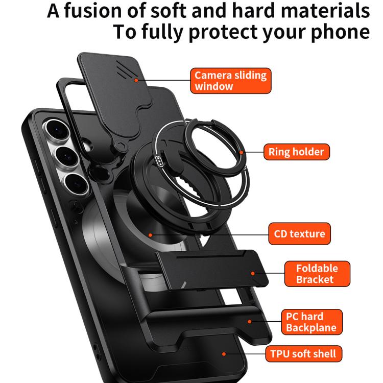 Lens Sliding Window Multifunctional Magnetic Shockproof Phone Case, For Samsung Galaxy S24 FE 5G, For Samsung Galaxy S24 Ultra 5G, For Galaxy S24 5G, For Galaxy S23 FE 5G, For Samsung Galaxy S23 Ultra 5G, For Galaxy S23+ 5G, For Galaxy S23 5G          ...