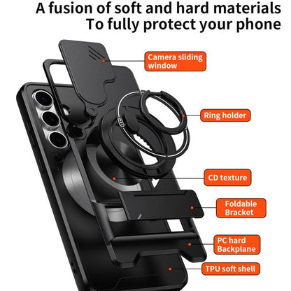 Lens Sliding Window Multifunctional Magnetic Shockproof Phone Case, For Samsung Galaxy S24 FE 5G, For Samsung Galaxy S24 Ultra 5G, For Galaxy S24 5G, For Galaxy S23 FE 5G, For Samsung Galaxy S23 Ultra 5G, For Galaxy S23+ 5G, For Galaxy S23 5G          ...