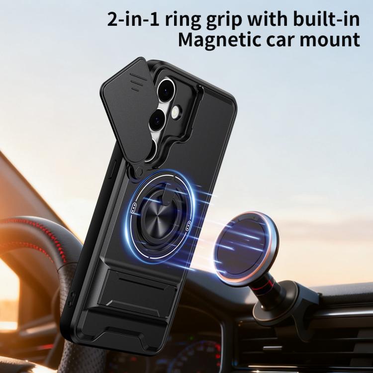 Lens Sliding Window Multifunctional Magnetic Shockproof Phone Case, For Samsung Galaxy S24 FE 5G, For Samsung Galaxy S24 Ultra 5G, For Galaxy S24 5G, For Galaxy S23 FE 5G, For Samsung Galaxy S23 Ultra 5G, For Galaxy S23+ 5G, For Galaxy S23 5G          ...