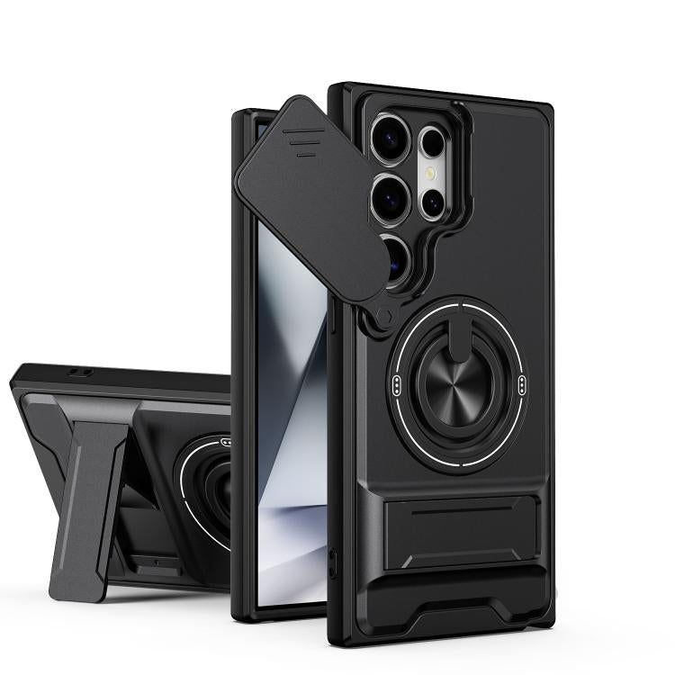 Lens Sliding Window Multifunctional Magnetic Shockproof Phone Case, For Samsung Galaxy S24 FE 5G, For Samsung Galaxy S24 Ultra 5G, For Galaxy S24 5G, For Galaxy S23 FE 5G, For Samsung Galaxy S23 Ultra 5G, For Galaxy S23+ 5G, For Galaxy S23 5G          ...