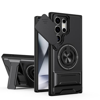 Lens Sliding Window Multifunctional Magnetic Shockproof Phone Case, For Samsung Galaxy S24 FE 5G, For Samsung Galaxy S24 Ultra 5G, For Galaxy S24 5G, For Galaxy S23 FE 5G, For Samsung Galaxy S23 Ultra 5G, For Galaxy S23+ 5G, For Galaxy S23 5G          ...