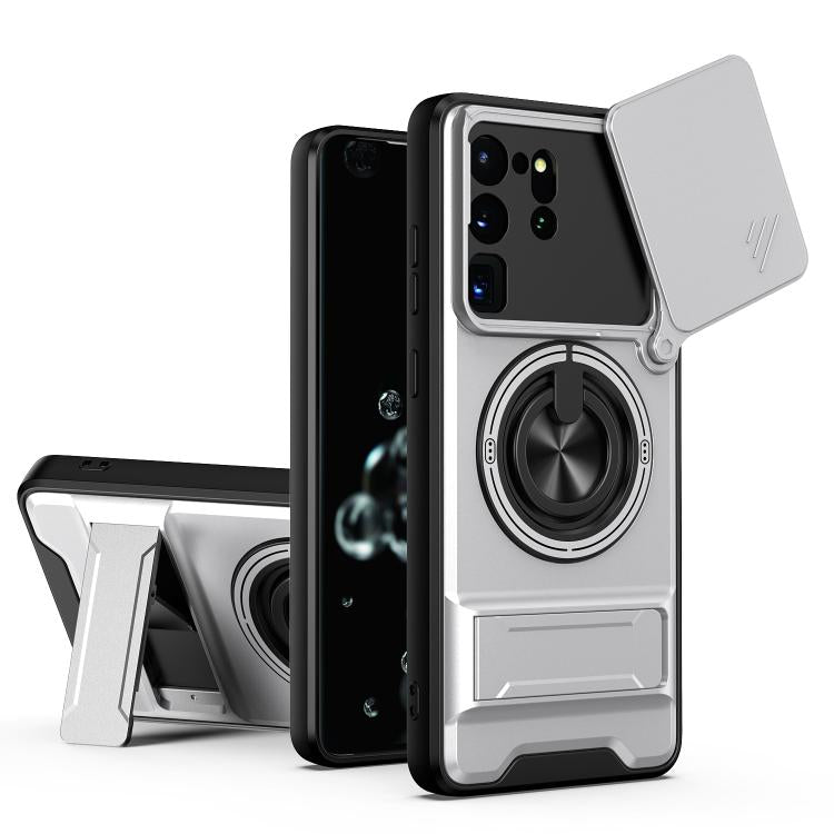 Lens Sliding Window Multifunctional Magnetic Shockproof Phone Case, For Galaxy S21 FE 5G, For Galaxy S21 5G, For Galaxy S21+ 5G, For Galaxy S20 FE 5G, For Galaxy S20 Ultra 5G, For Galaxy S20 5G