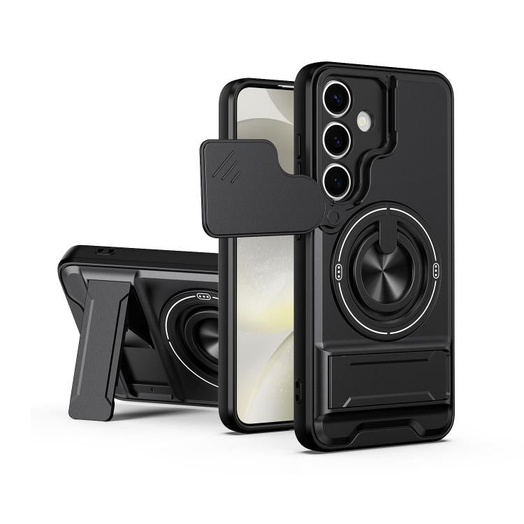 Lens Sliding Window Multifunctional Magnetic Shockproof Phone Case, For Samsung Galaxy S24 FE 5G, For Samsung Galaxy S24 Ultra 5G, For Galaxy S24 5G, For Galaxy S23 FE 5G, For Samsung Galaxy S23 Ultra 5G, For Galaxy S23+ 5G, For Galaxy S23 5G          ...