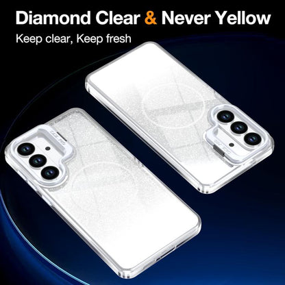 Glitter Gradient Magnetic Lens Frame Holder Phone Case, For Samsung Galaxy S26+ 5G, For Samsung Galaxy S26 Ultra 5G, For Samsung Galaxy S26 5G, For Samsung Galaxy S25 FE 5G, For Samsung Galaxy S25 Edge 5G, For Samsung Galaxy S25 / S24 5G               ...