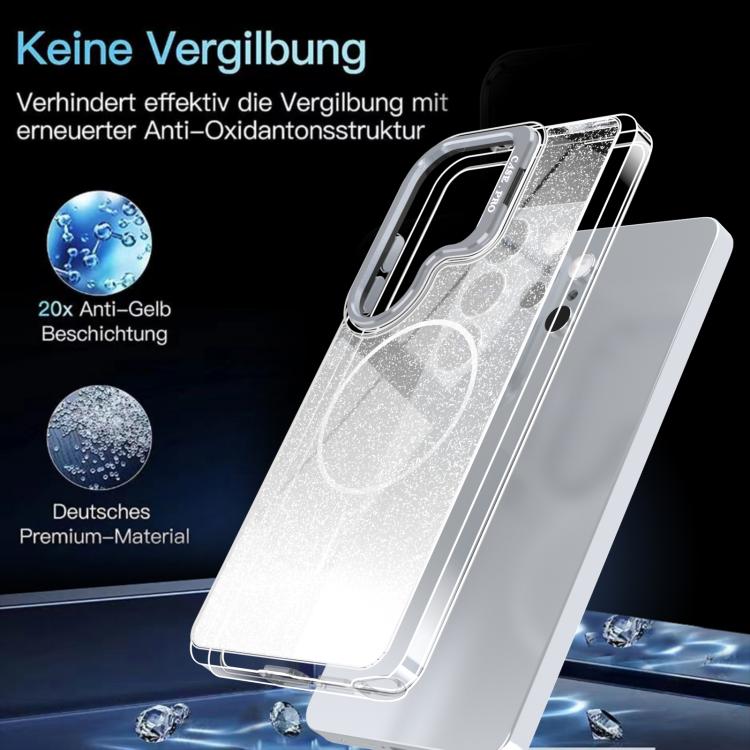 Glitter Gradient Magnetic Lens Frame Holder Phone Case, For Samsung Galaxy S24 Ultra 5G