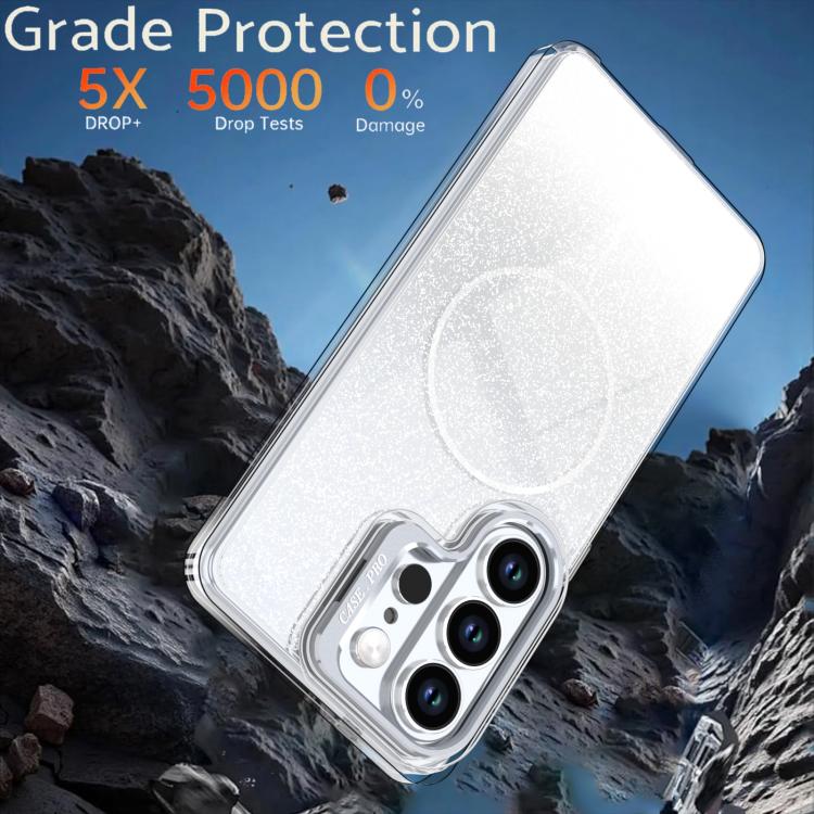 Glitter Gradient Magnetic Lens Frame Holder Phone Case, For Samsung Galaxy S24 Ultra 5G