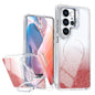 Glitter Gradient Magnetic Lens Frame Holder Phone Case, For Samsung Galaxy S24 Ultra 5G