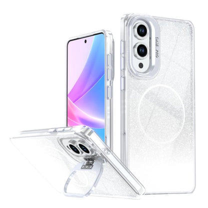 Glitter Gradient Magnetic Lens Frame Holder Phone Case, For Samsung Galaxy S26+ 5G, For Samsung Galaxy S26 Ultra 5G, For Samsung Galaxy S26 5G, For Samsung Galaxy S25 FE 5G, For Samsung Galaxy S25 Edge 5G, For Samsung Galaxy S25 / S24 5G               ...