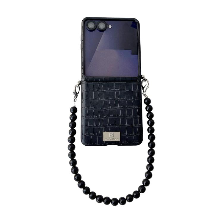 Nameplate Style Crocodile Pattern DIY Side Buckle Phone Case with Strap, For Galaxy Z Flip8 5G, For Samsung Galaxy Z Flip7 5G