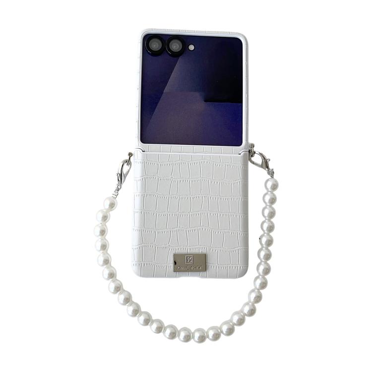 Nameplate Style Crocodile Pattern DIY Side Buckle Phone Case with Strap, For Galaxy Z Flip8 5G, For Samsung Galaxy Z Flip7 5G