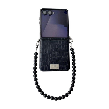 Nameplate Style Crocodile Pattern DIY Side Buckle Phone Case with Strap, For Galaxy Z Flip8 5G, For Samsung Galaxy Z Flip7 5G