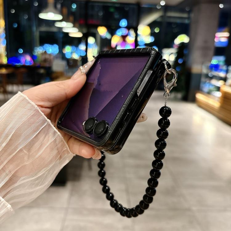 Nameplate Style Crocodile Pattern DIY Side Buckle Phone Case with Strap, For Galaxy Z Flip8 5G, For Samsung Galaxy Z Flip7 5G