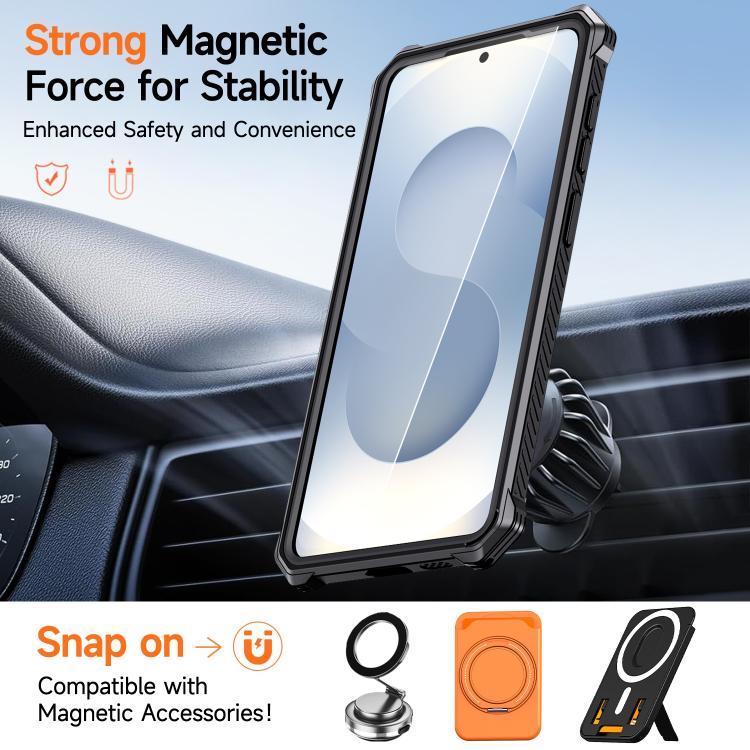 Hidden Metal Holder Magnetic Shockproof Phone Case, For Samsung Galaxy S26+ 5G, For Samsung Galaxy S26 Ultra 5G, For Samsung Galaxy S26 5G, For Samsung Galaxy S25 FE 5G, For Samsung Galaxy S25 5G / S24 5G, For Samsung Galaxy S25+ 5G / S24+ 5G          ...