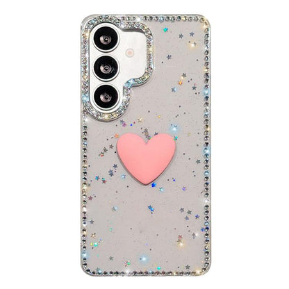 Flash Rhinestone Double-sided IMD Love Heart Phone Case, For Samsung Galaxy S24 5G, For Samsung Galaxy S23 Ultra 5G
