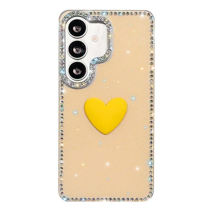 Flash Rhinestone Double-sided IMD Love Heart Phone Case, For Samsung Galaxy S24 5G, For Samsung Galaxy S23 Ultra 5G