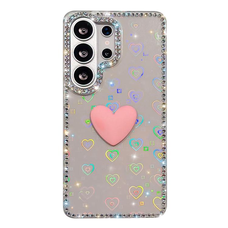 Flash Rhinestone Double-sided IMD Love Heart Phone Case, For Samsung Galaxy S24 5G, For Samsung Galaxy S23 Ultra 5G