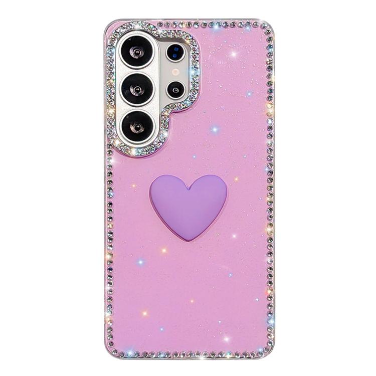 Flash Rhinestone Double-sided IMD Love Heart Phone Case, For Samsung Galaxy S24 5G, For Samsung Galaxy S23 Ultra 5G