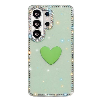 Flash Rhinestone Double-sided IMD Love Heart Phone Case, For Samsung Galaxy S24 5G, For Samsung Galaxy S23 Ultra 5G
